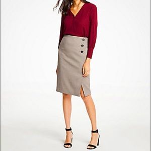 Ann Taylor Plaid Side Button Pencil Skirt NWT